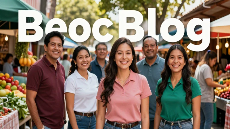 Grupo diverso mexicano sonriendo en mercado