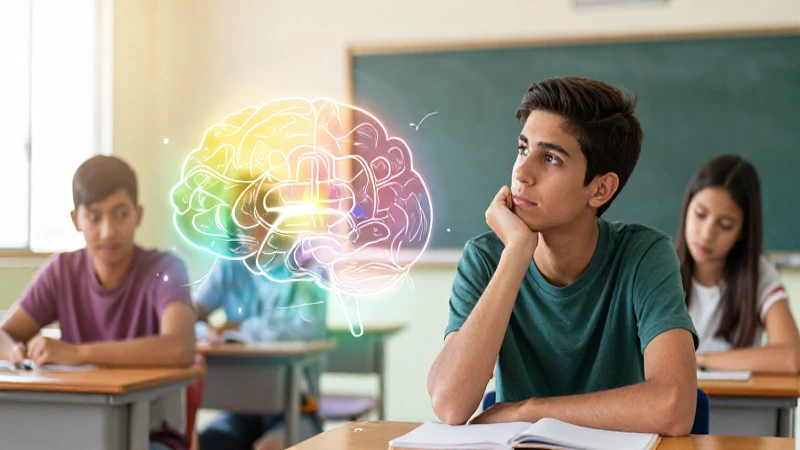 Estudiante pensativo en aula mexicana luminosa