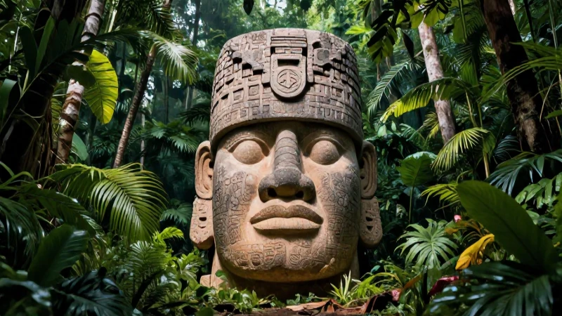 Olmeca monumental en selva vívida