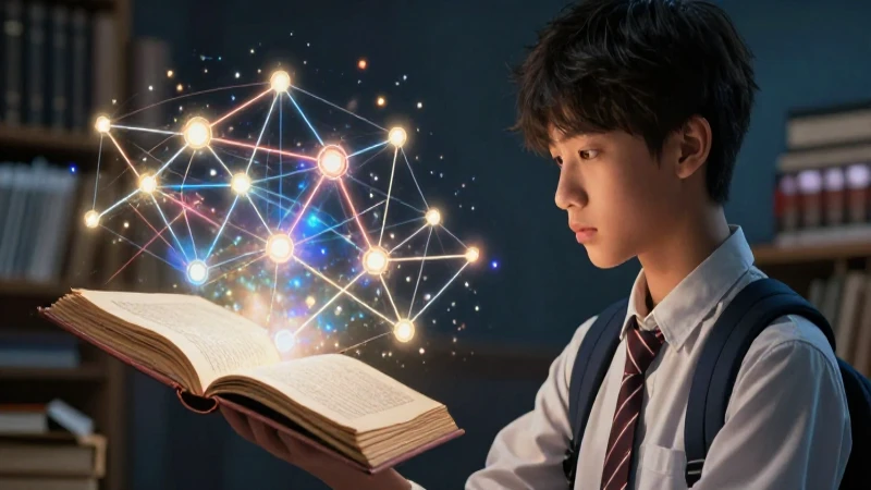 Joven estudiante con conocimiento celestial en un manuscrito