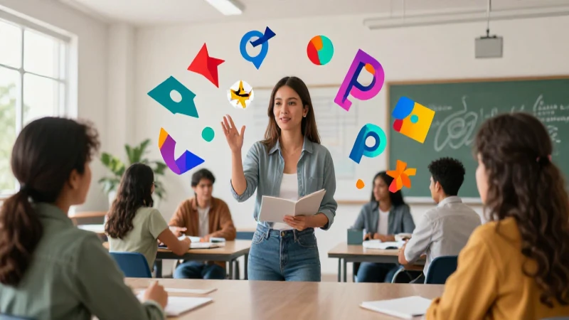 Educación vibrante con símbolos financieros complejos