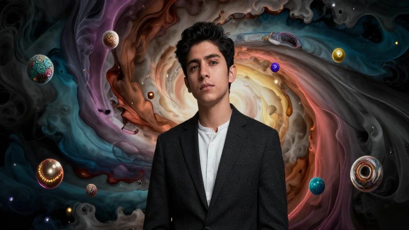 Onírico: Definición y conceptos en la literatura actual 5 Joven académico surrealista en un vibrante cosmos mexicano