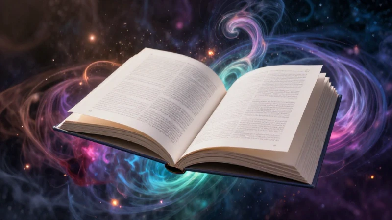 Onírico: Definición y conceptos en la literatura actual 4 Libro flotando en cosmos dinámico y brillante