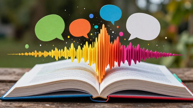 Onomatopeya Ejemplo: 50 Sonidos Onomatopéyicos Únicos 10 Vibrante ilustración de ondas sonoras en un libro