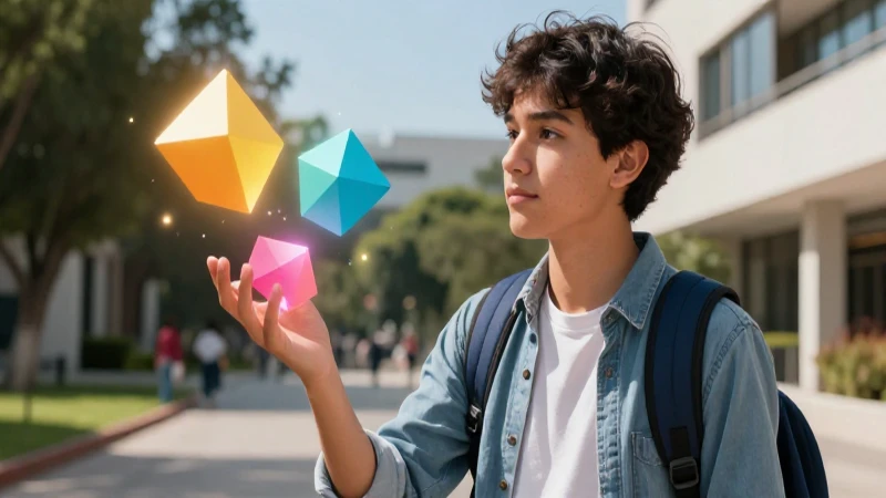 Opción: Definición y Concepto Esencial que Debes Conocer 6 Joven estudiante elige entre formas brillantes