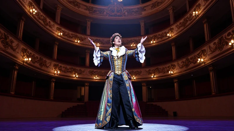 Cantante de ópera dramática en teatro barroco