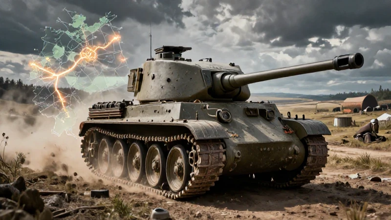 Panzer IV detallado sobre campo de batalla dramático
