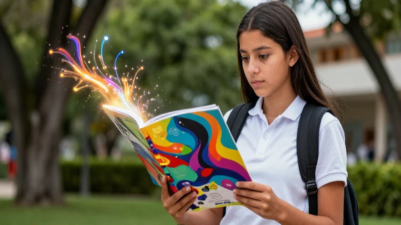 Estudiante carismático con concepto lingüístico abstract