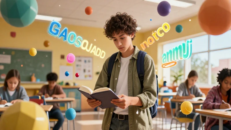 Oraciones con adjetivos calificativos: 50 ejemplos útiles 3 Estudiante en un entorno educativo moderno y vibrante