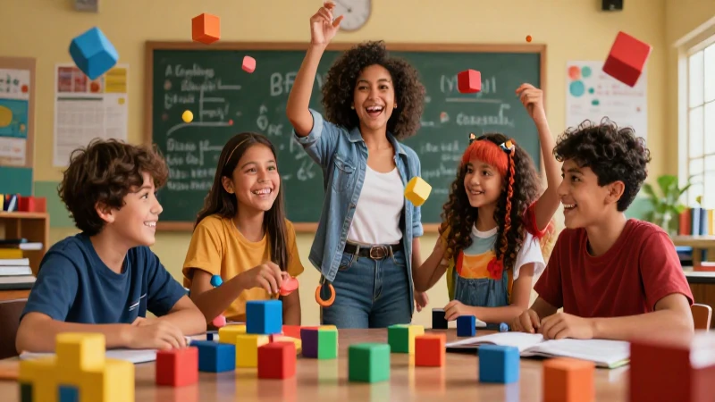 Estudiantes mexicanos aprenden feliz con bloques vibrantes