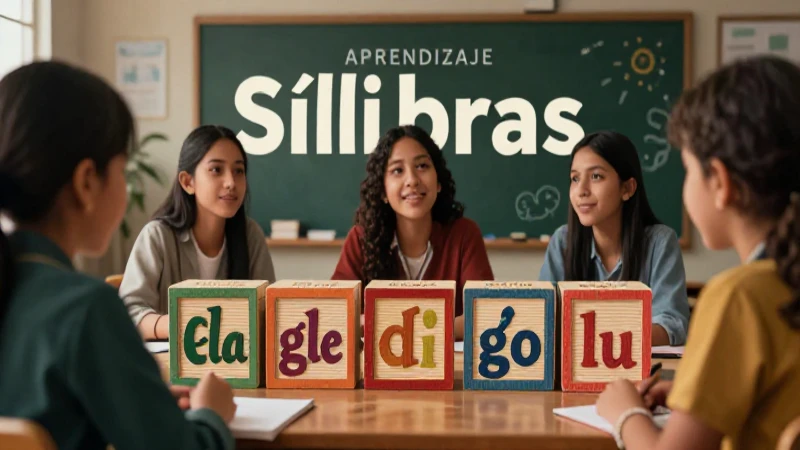 Ilustración de un estudiante mexicano aprendiendo sílabas