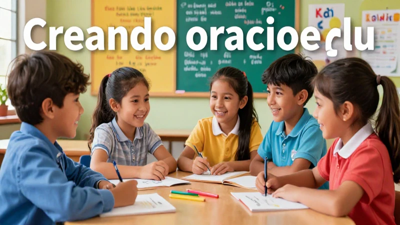 Niños mexicanos aprendiendo gramática alegre