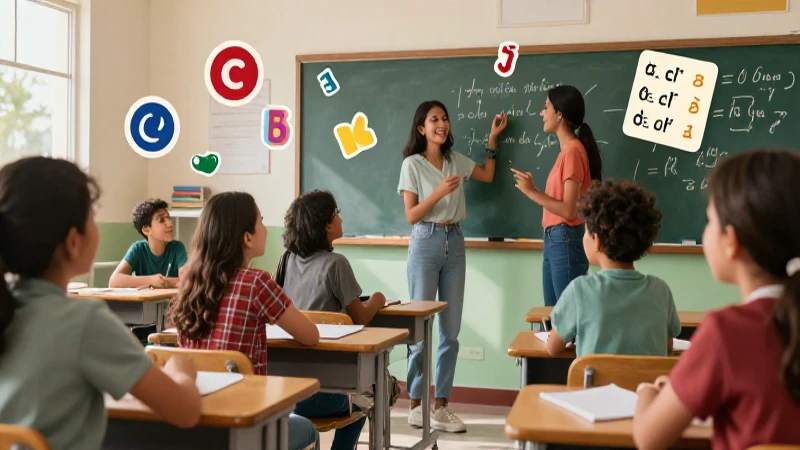 Aula mexicana vibrante, estudiantes felices y creatividad