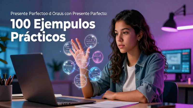 Oraciones con Presente Perfecto: 100 Ejemplos Prácticos 5 Estudiante mexicano aprende gramática moderna con impacto visual