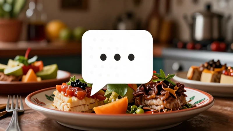 Cocina mexicana vibrante con plato gourmet y burbuja educativa