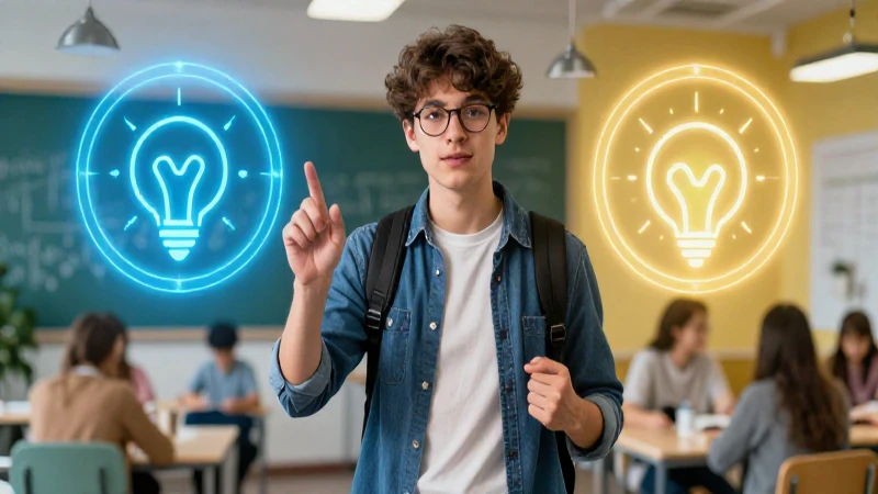 Joven aprende conocimiento vibrante y moderno