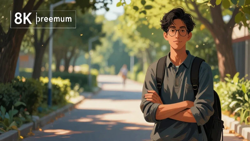 Ilustración vibrante de un estudiante decidiendo su rumbo