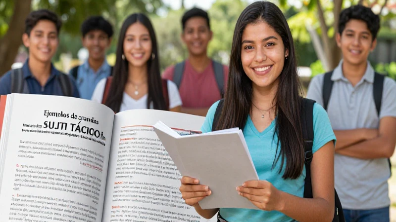 100 ejemplos de oraciones con y sin sujeto 7 Ilustración académica vibrante de estudiante mexicano