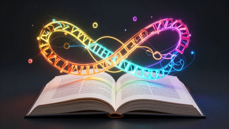 Cadenas abstractas iluminan un libro académico