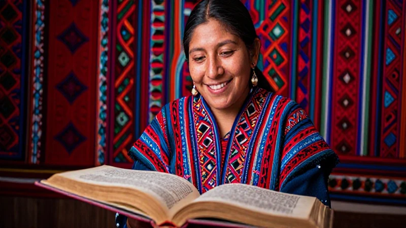Oraciones en Kaqchikel: 20 Ejemplos y sus Traducciones 4 Educadora indígena con cultura tradicional vibrante