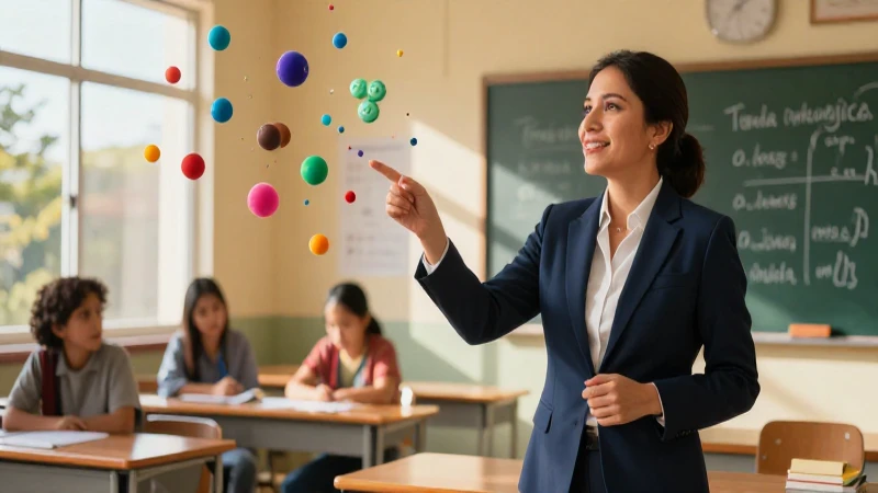 Me das 20 ejemplos de oraciones en pospretérito 5 Profesora mexicana en aula estilizada y vibrante