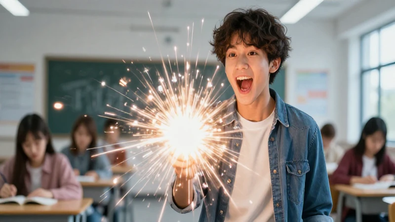Oraciones exclamativas: definición, importancia y concepto 3 Joven estudiante vibrante declara con gran energía
