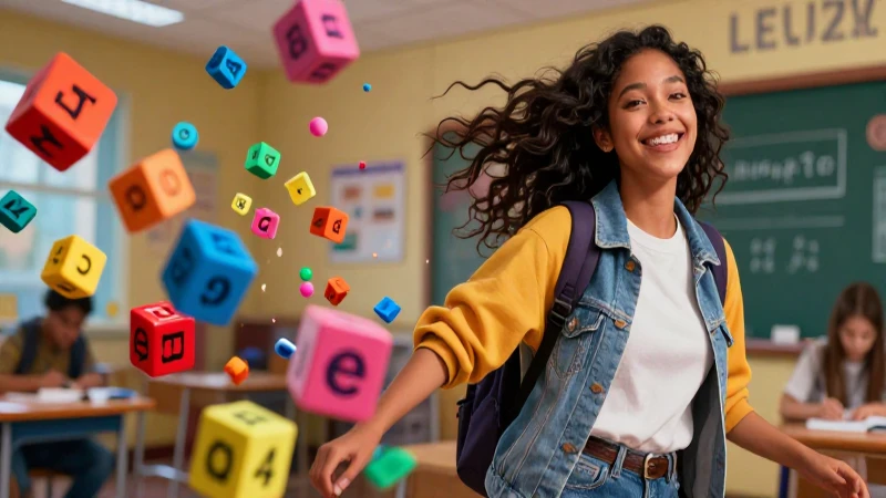 Oraciones imperativas: 50 ejemplos de frases útiles 3 Estudiante feliz con bloques gramaticales coloridos