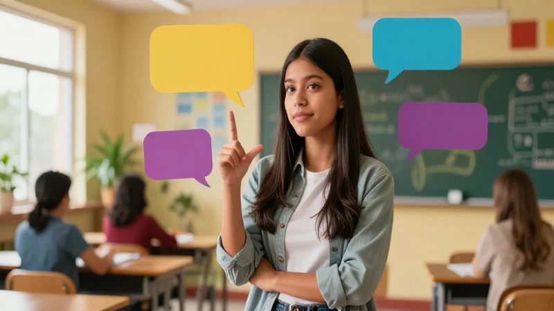 Estudiante mexicano en vibrante aula, ilustración detallada