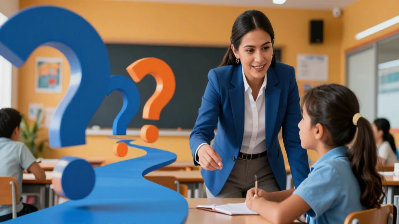 Maestra mexicana guía estudiante en aula moderna