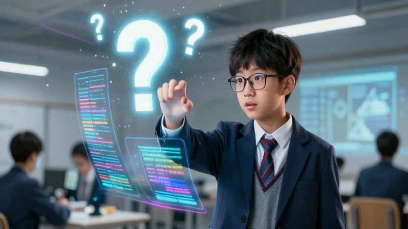 Estudiante investiga con conceptos abstractos digitales
