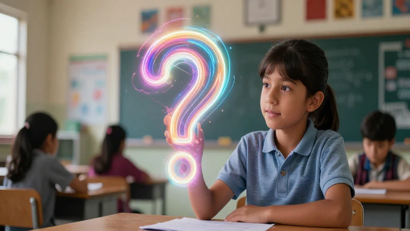 Estudiante reflexivo con pregunta luminosa en clase moderna