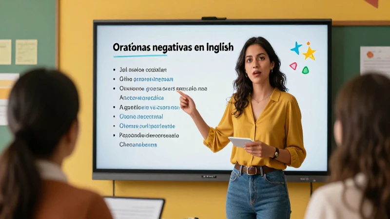 Profesora enseñando gramática inglesa con estilo