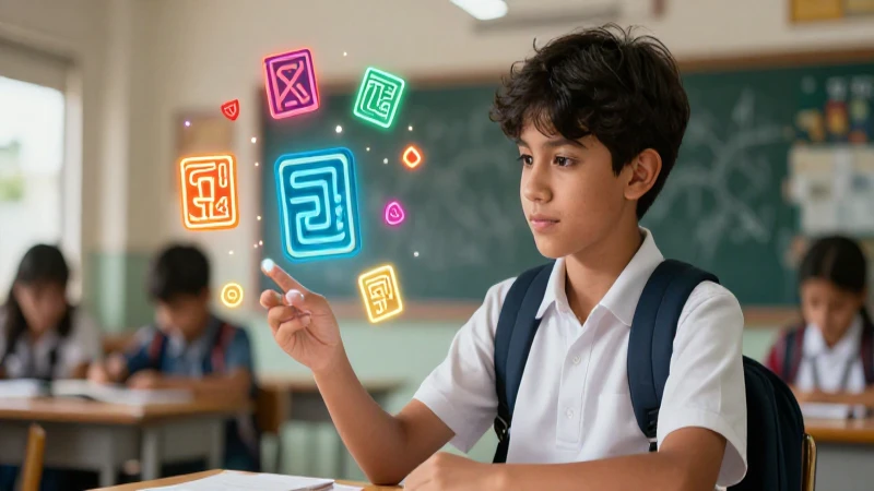 Oraciones con Sustantivos Propios: 50 Ejemplos Prácticos 5 Estudiante mexicano en educación futurista y vibrante