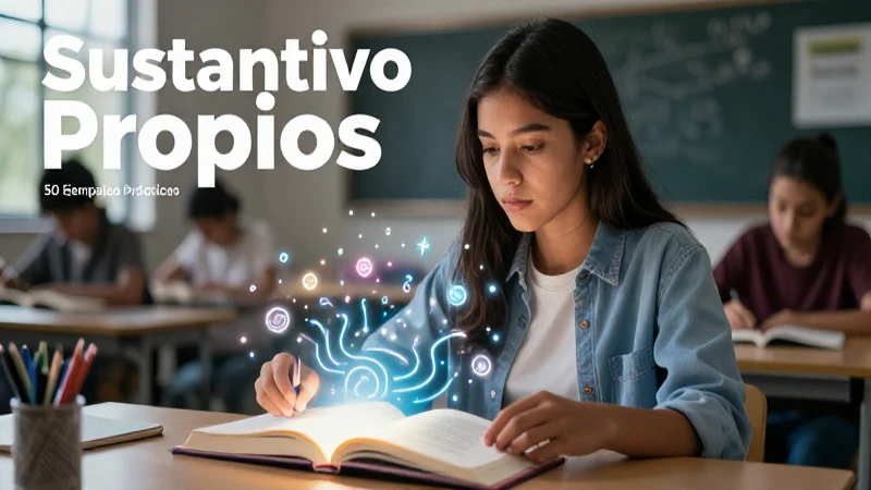 Oraciones con Sustantivos Propios: 50 Ejemplos Prácticos 4 Estudiante mexicano en entorno educativo moderno e ilustrado