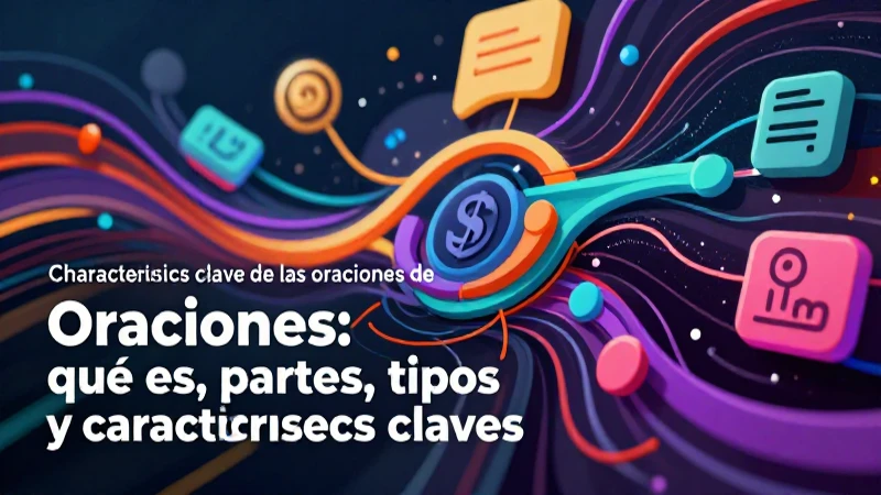 Ilustración educativa moderna de oraciones con colores mexicanos vibrantes