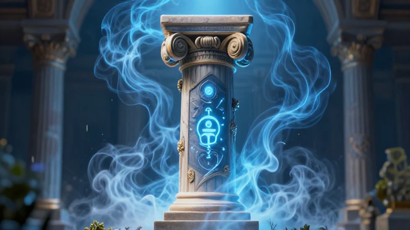 Ilustración de pedestal griego místico y detallado