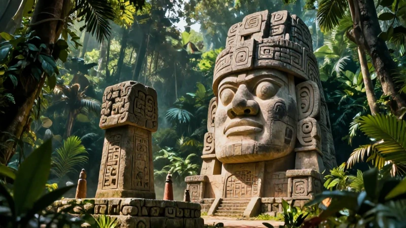 Cabeza olmeca majestuosa emerge del antiguo ritual selvático