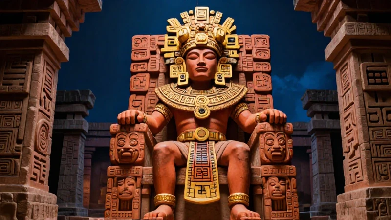 Organización política de los toltecas: estructura y poder 4 Majestuoso Tlatoani Tolteca en ruinas