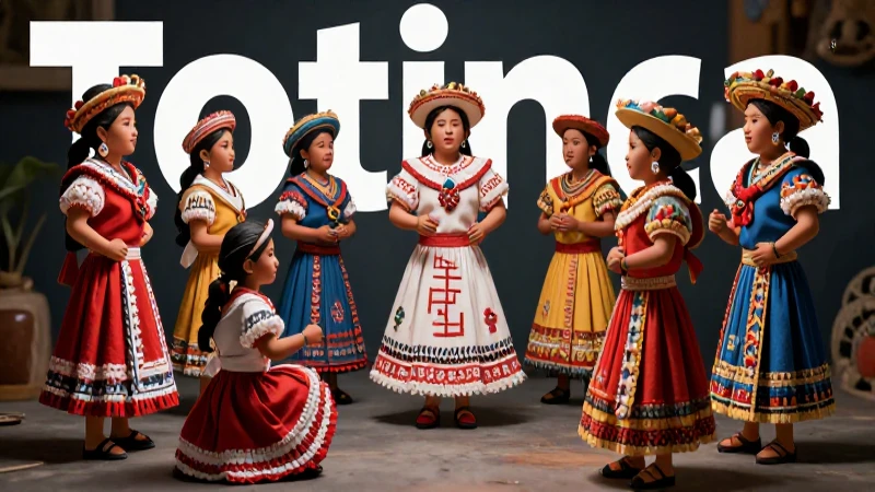 Figuras Totonacas vibrantes en escena moderna