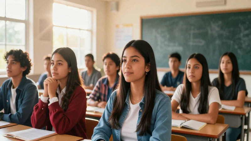 Estudiantes mexicanos orgullosos en aula moderna