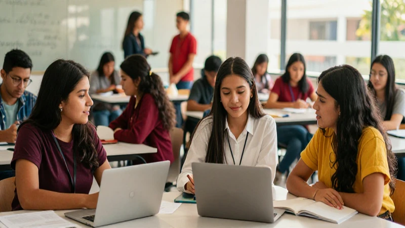 Estudiantes mexicanos colaboran en un entorno académico moderno
