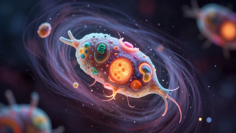 Origen de la vida: Teorías sobre su Impresionante comienzo 8 Vida unicelular cósmica bioluminiscente emerge