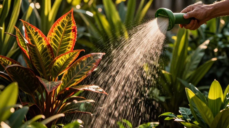 Plantas tropicales exuberantes bajo luz dorada