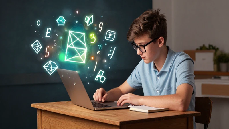 Estudiante enfocado, diseño educativo dramático