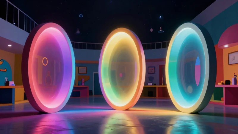 Geometrías brillantes en entorno educativo moderno