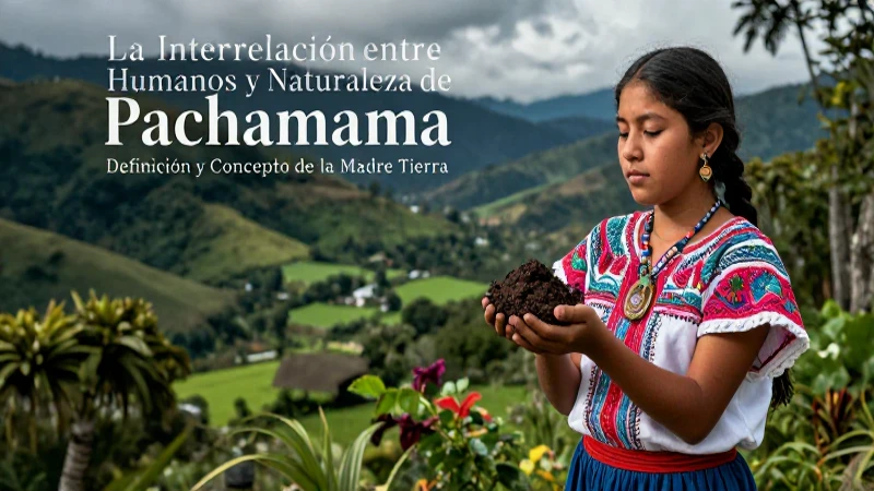 Joven en traje tradicional sosteniendo la Pachamama