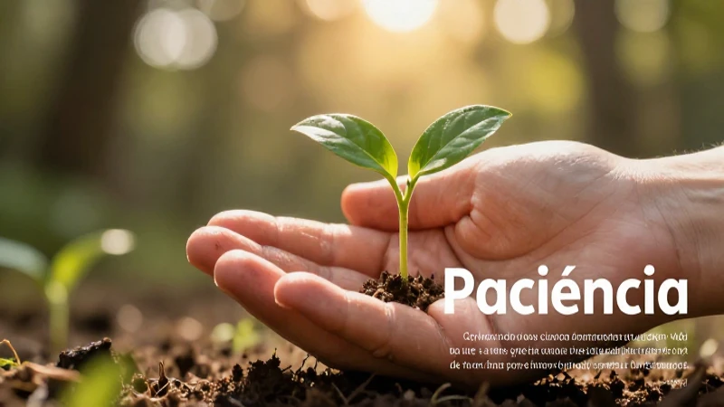 Manos cuidan un brote verde en un mensaje sobre paciencia