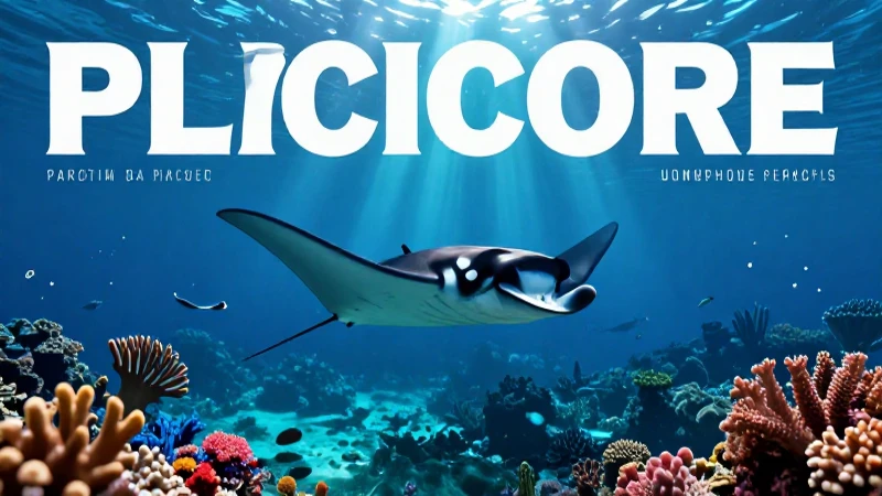 Océano vibrante con manta majestuosa y coral