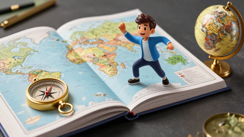 Aprende geografía con Paco el Chato, divertido y fácil - 1° secundaria 4 Mapa educativo moderno con brújula y globo