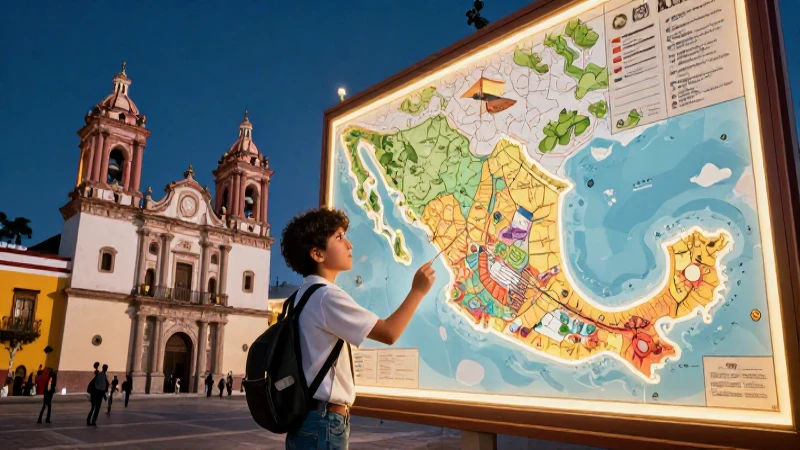 Estudiante mexicano explora arquitectura histórica con un mapa